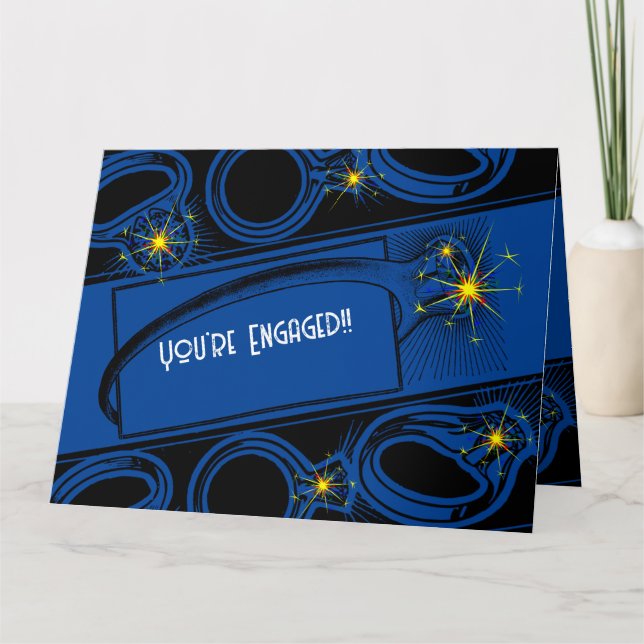 Cartão Parabéns no seu Noivado! (Azul Escuro) (Frente)