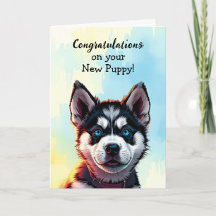 Cartão Parabéns no seu novo Puppy Rouco