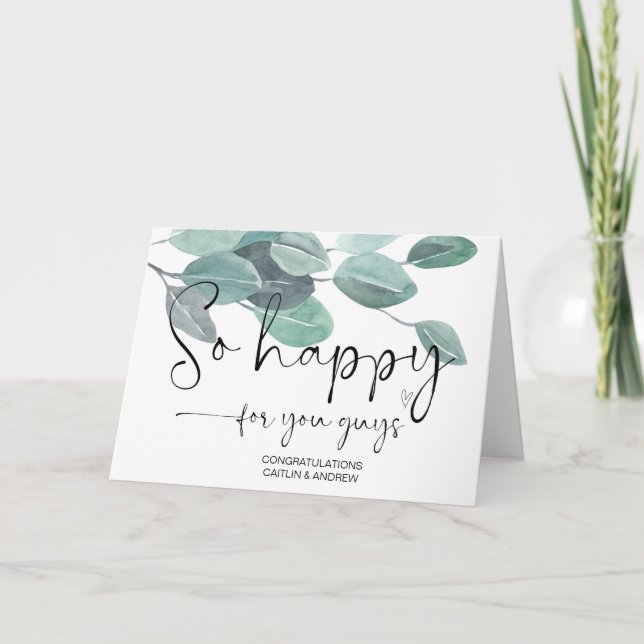 Cartão Parabéns Noivado de Casamento Bonito Tão Feliz (Frente)