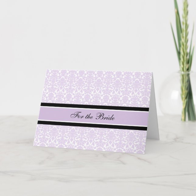 Cartão Parabéns Noivas Dia de Casamento Lilac Damask (Frente)