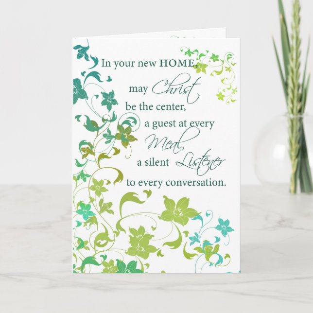 Cartão Parabéns Nova Casa, Centro Cristo, Religião (Frente)