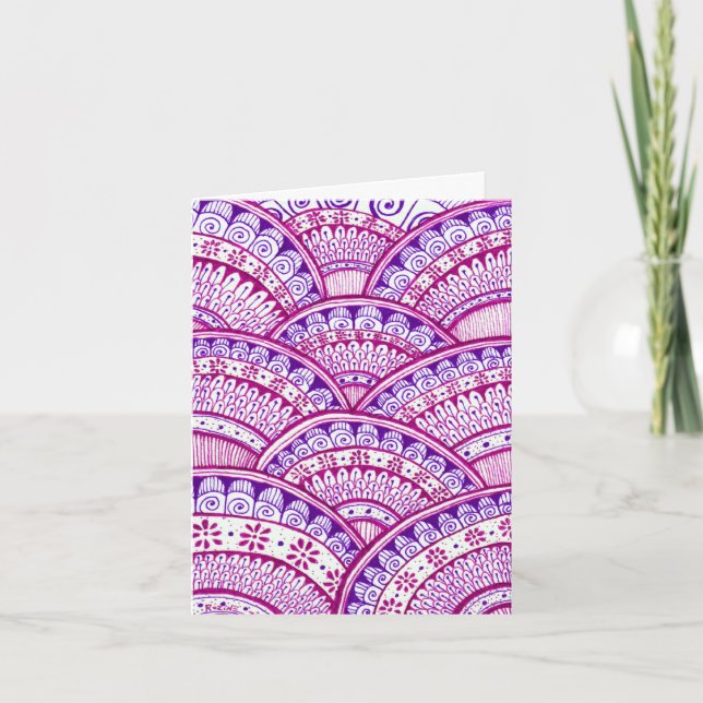 Cartão Parabéns Nova Mãe É Uma Menina Damask Mandala Indi (Frente)
