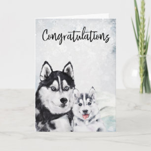 Cartão Parabéns Nova Mamãe Cachorra Husky