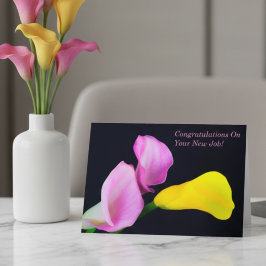 Cartão Parabéns Nova Promoção de Emprego Calla Lily
