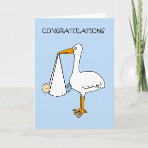 Cartão Parabéns Novo Bebê com Stork