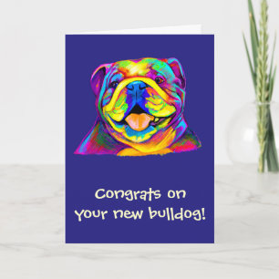 Cartão Parabéns Novo Bulldog em Cores
