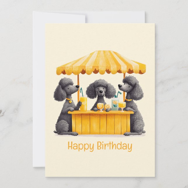 Cartão Parabéns Padrão Poodle Cães Limonada (Frente)