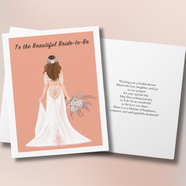Cartão Parabéns para Chás de panela Boho Brunette Bride (Criador carregado)