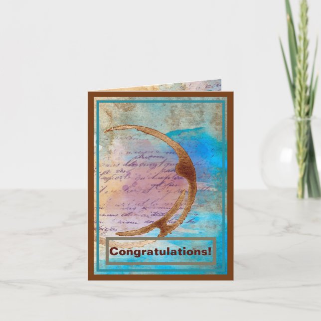 Cartão Parabéns para Diário de Junk Stain de Café Misto (Frente)