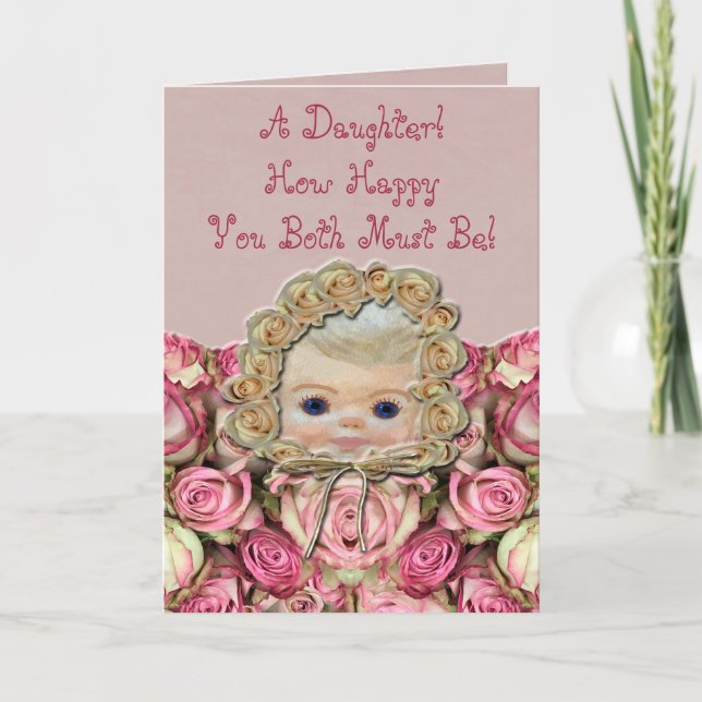 Cartão Parabéns para Rosas de preciosos para bebês (Frente)