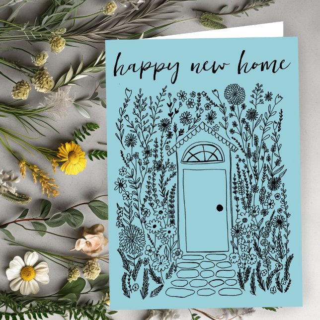 Cartão Parabéns pela feliz nova porta do jardim doméstico (Congratulations on your new House Happy New Home Garden Door Custom Card
)