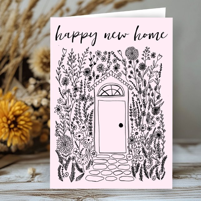 Cartão Parabéns pela feliz nova porta do jardim doméstico (Congratulations Happy New Home Garden Door Custom Card
)