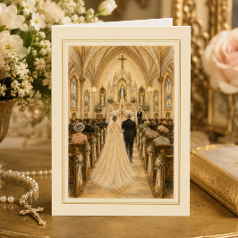 Cartão Parabéns pela Missa de Casamento Católica