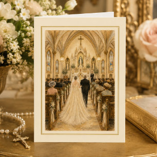 Cartão Parabéns pela Missa de Casamento Católica