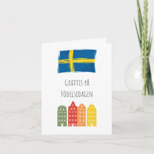 Cartão Parabéns pelo aniversário Swedish birthday