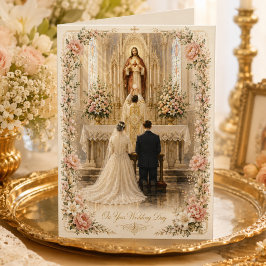 Cartão Parabéns pelo Casamento Católico Tradicional