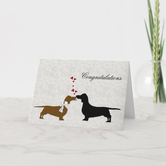 Cartão Parabéns pelo Casamento Dachshund (Frente)