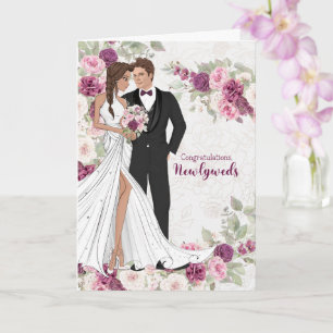 Cartão Parabéns pelo Casamento de Plum da Noiva e do Noiv