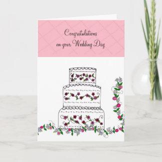 Cartão Parabéns pelo Casamento do Bolo de Casamento