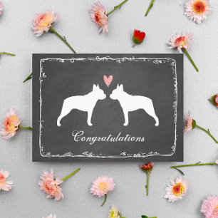 Cartão Parabéns pelo Casamento dos Boston Terriers