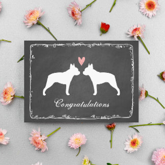 Cartão Parabéns pelo Casamento dos Boston Terriers