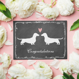 Cartão Parabéns pelo casamento dos Dachshunds Wiener Dogs