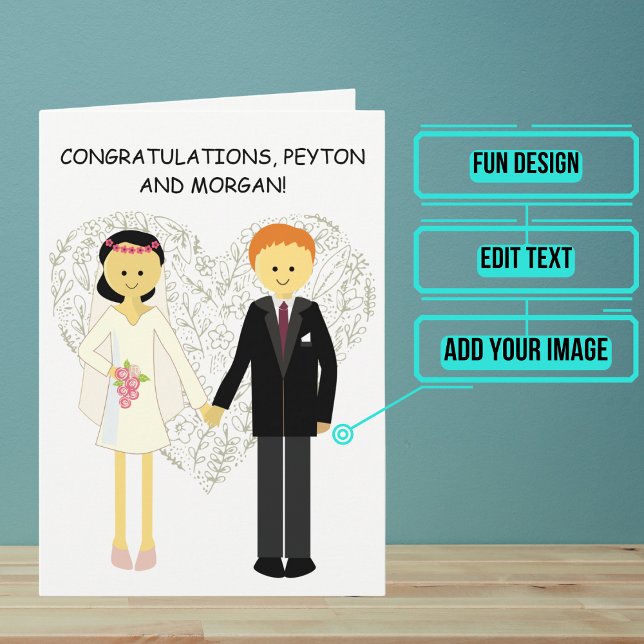 Cartão Parabéns pelo Casamento Encantador (Send your love and congratulations with a modern and unique twist.)