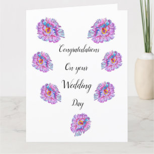 Cartão Parabéns pelo Casamento. Flor de Hibisco Gigante n