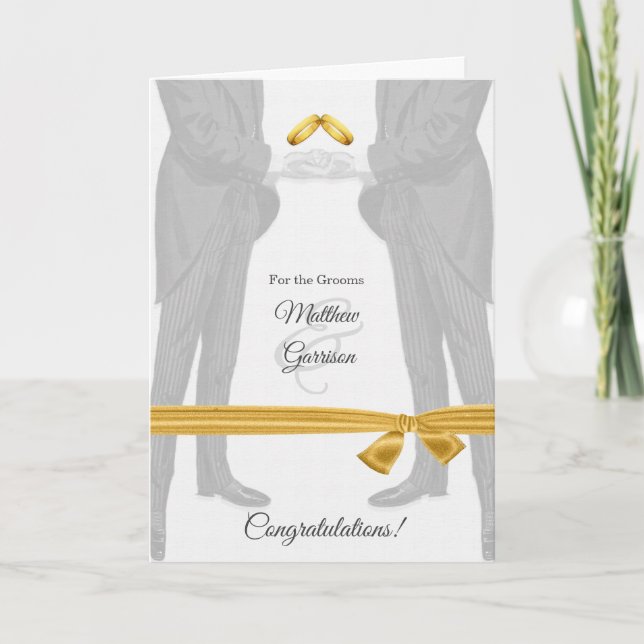 Cartão Parabéns pelo Casamento Gay Dois Noivos Vintage (Frente)