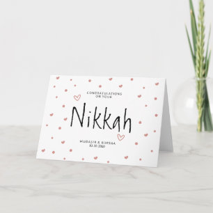 Cartão Parabéns pelo Casamento Islâmico Nikah Hearts Dua