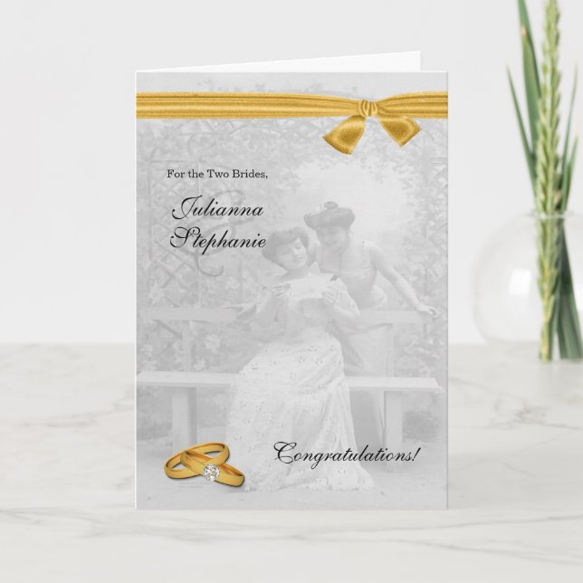 Cartão Parabéns pelo Casamento Lésbico (Frente)