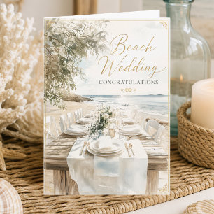 Cartão Parabéns pelo Casamento na Praia Casamento à Beira
