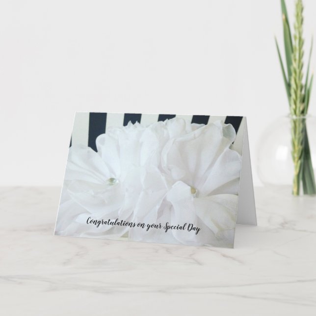 Cartão Parabéns pelo Casamento Preto e Branco (Frente)