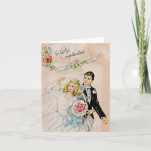 Cartão Parabéns pelo Casamento Vintage