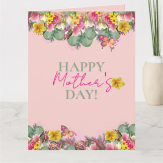 Cartão Parabéns pelo Dia das Mães Jardim Floral Saudação