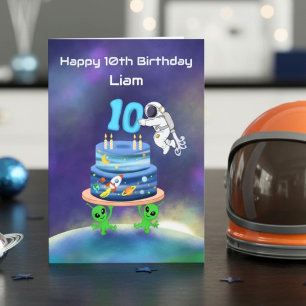 Cartão Parabéns pelo seu 10º aniversário Astronauta
