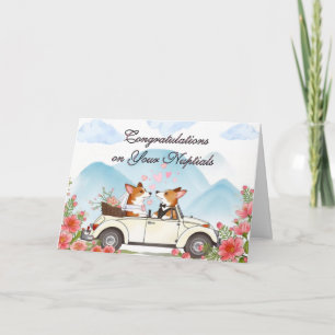 Cartão Parabéns pelo seu Casamento de Corgis Casados