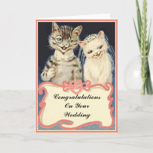 Cartão Parabéns pelo seu casamento gatos antigos