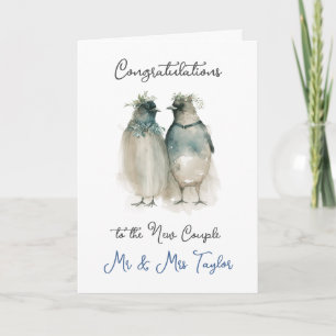 Cartão Parabéns pelo seu Casamento Pinguins Fofos