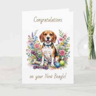 Cartão Parabéns pelo seu novo Beagle