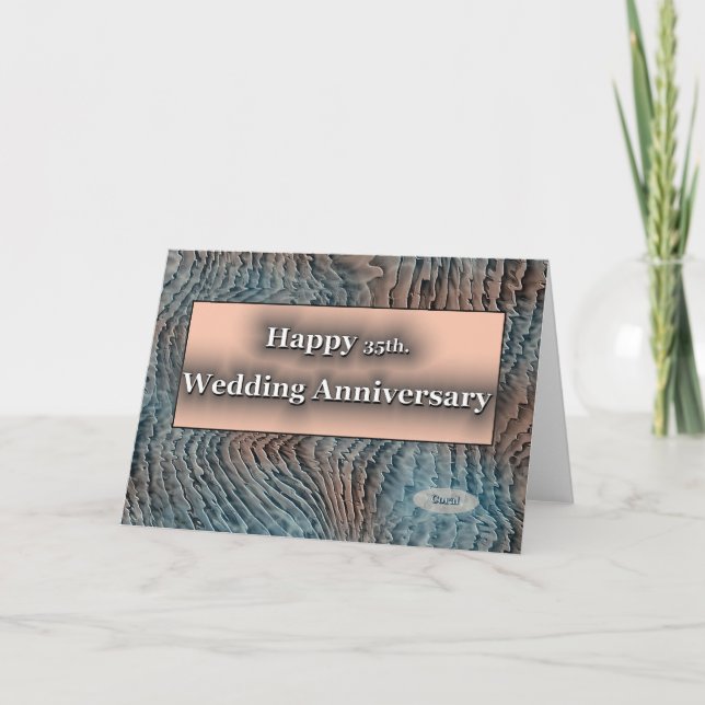 Cartão Parabéns pelos 35 anos de casamento de coral (Frente)