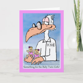 Cartão Parabéns pelos Gêmeos, Dr. Stork Cartoon