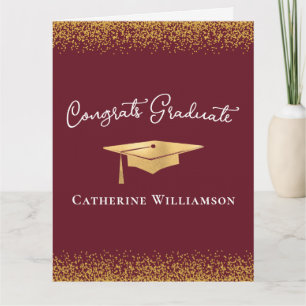 Cartão Parabéns Personalizado Elegante Graduação Dourada 