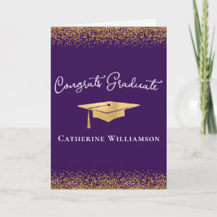 Cartão Parabéns Personalizado Elegante Graduação Dourada