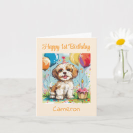 Cartão Parabéns Personalizados pelo 1º Aniversário, Cacho