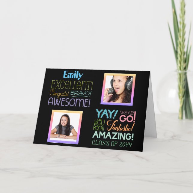 Cartão Parabéns PHOTO COLLAGE de Êxito de Exame (Frente)