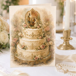 Cartão Parabéns por casamento católico vintage