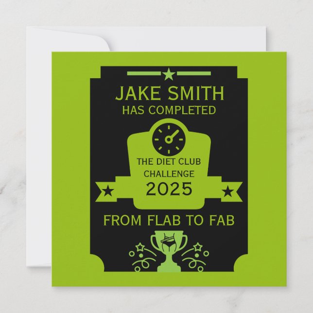 Cartão Parabéns por perda de peso (Frente)