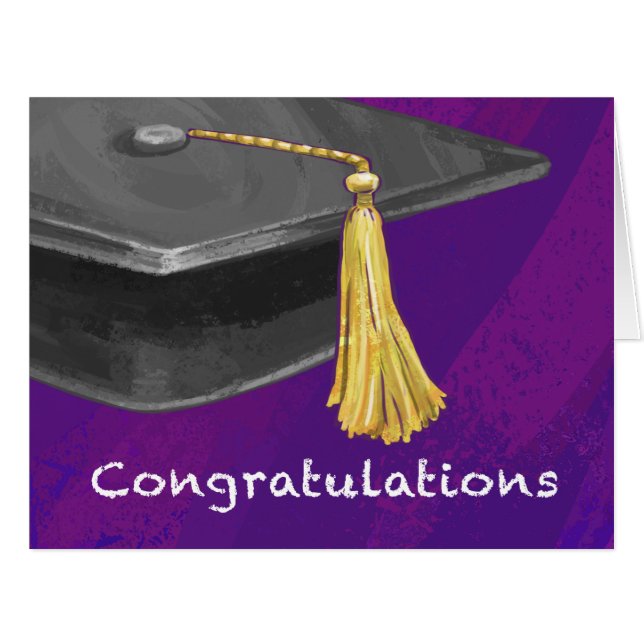 Cartão Parabéns preto e roxo (Frente horizontal)