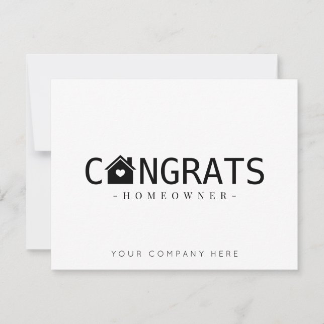 Cartão Parabéns Preto Novo Proprietário de Imóvel (Frente)